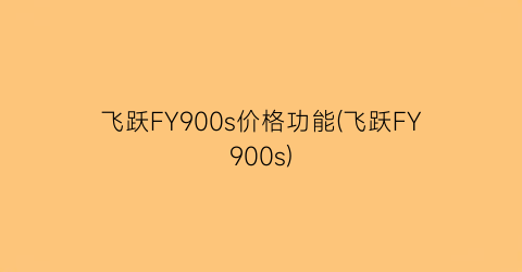 飞跃FY900s价格功能(飞跃FY900s)