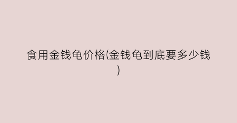 食用金钱龟价格(金钱龟到底要多少钱)