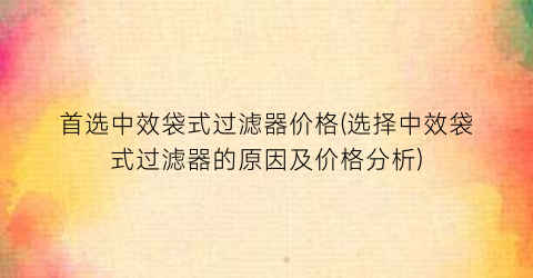 首选中效袋式过滤器价格(选择中效袋式过滤器的原因及价格分析)