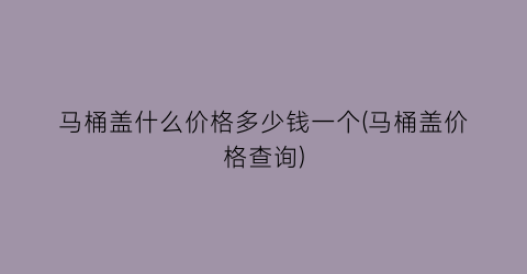 马桶盖什么价格多少钱一个(马桶盖价格查询)