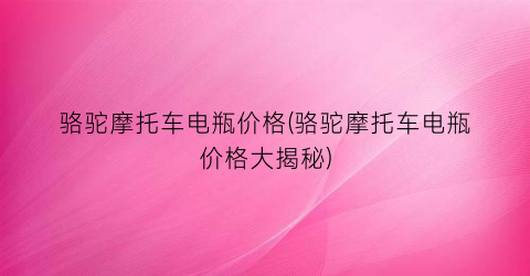 骆驼摩托车电瓶价格(骆驼摩托车电瓶价格大揭秘)