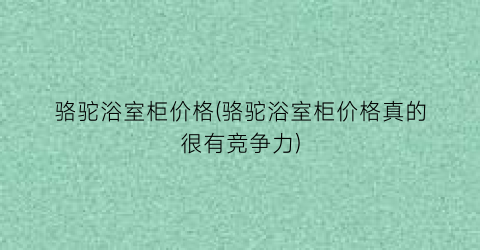 骆驼浴室柜价格(骆驼浴室柜价格真的很有竞争力)