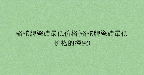 骆驼牌瓷砖最低价格(骆驼牌瓷砖最低价格的探究)