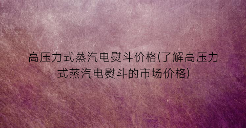 高压力式蒸汽电熨斗价格(了解高压力式蒸汽电熨斗的市场价格)