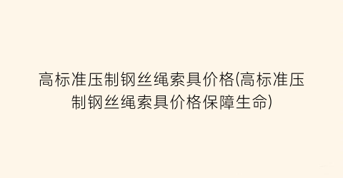 “高标准压制钢丝绳索具价格(高标准压制钢丝绳索具价格保障生命)