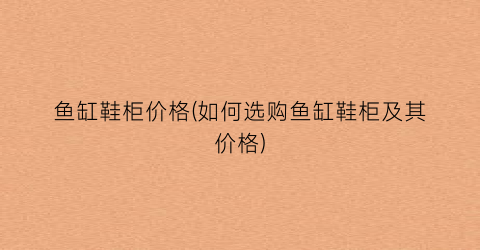 鱼缸鞋柜价格(如何选购鱼缸鞋柜及其价格)