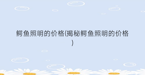 鳄鱼照明的价格(揭秘鳄鱼照明的价格)