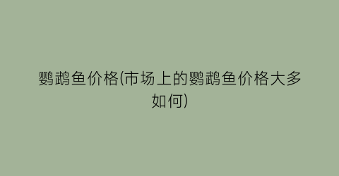 鹦鹉鱼价格(市场上的鹦鹉鱼价格大多如何)