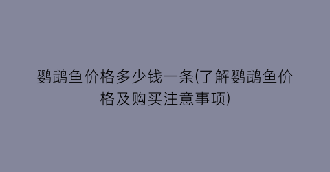 鹦鹉鱼价格多少钱一条(了解鹦鹉鱼价格及购买注意事项)