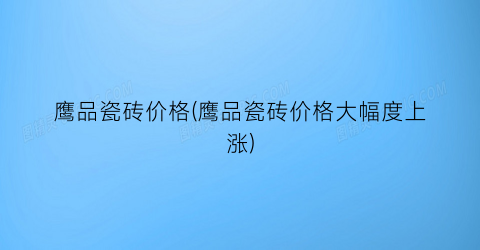 鹰品瓷砖价格(鹰品瓷砖价格大幅度上涨)