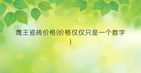 鹰王瓷砖价格(价格仅仅只是一个数字)