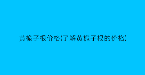 黄桅子根价格(了解黄桅子根的价格)