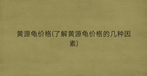 黄源龟价格(了解黄源龟价格的几种因素)