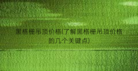 黑格栅吊顶价格(了解黑格栅吊顶价格的几个关键点)