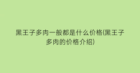 黑王子多肉一般都是什么价格(黑王子多肉的价格介绍)