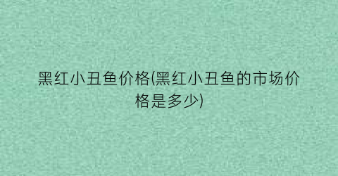 黑红小丑鱼价格(黑红小丑鱼的市场价格是多少)