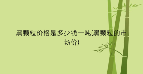 黑颗粒价格是多少钱一吨(黑颗粒的市场价)