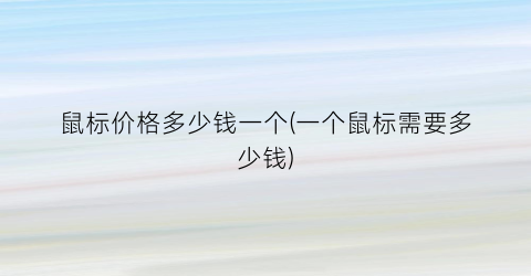 鼠标价格多少钱一个(一个鼠标需要多少钱)