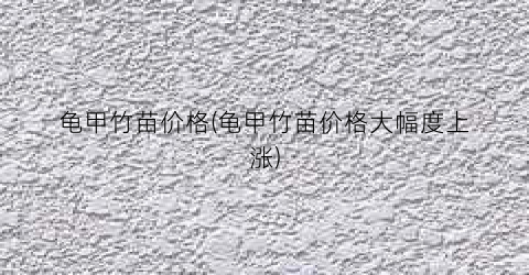 龟甲竹苗价格(龟甲竹苗价格大幅度上涨)