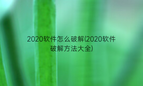 “2020软件怎么破解(2020软件破解方法大全)