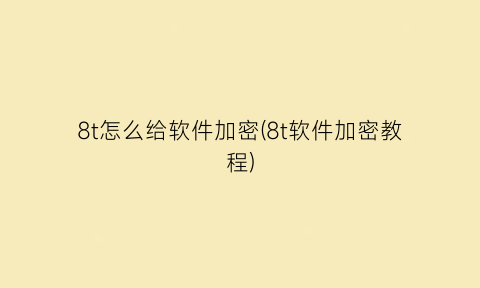 8t怎么给软件加密(8t软件加密教程)