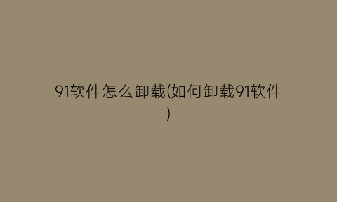 “91软件怎么卸载(如何卸载91软件)