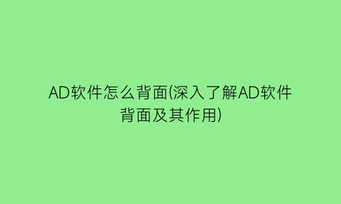 AD软件怎么背面(深入了解AD软件背面及其作用)