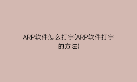 “ARP软件怎么打字(ARP软件打字的方法)