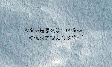 AView是怎么软件(AView一款优秀的视频会议软件)