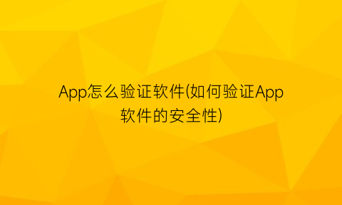 App怎么验证软件(如何验证App软件的安全性)