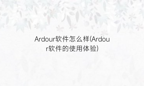 Ardour软件怎么样(Ardour软件的使用体验)