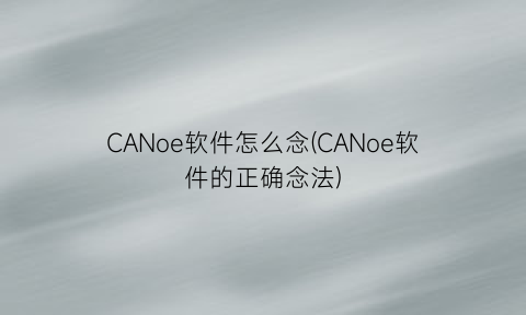 CANoe软件怎么念(CANoe软件的正确念法)