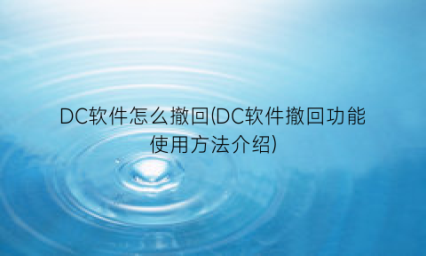 DC软件怎么撤回(DC软件撤回功能使用方法介绍)