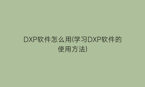 DXP软件怎么用(学习DXP软件的使用方法)