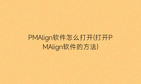 PMAlign软件怎么打开(打开PMAlign软件的方法)