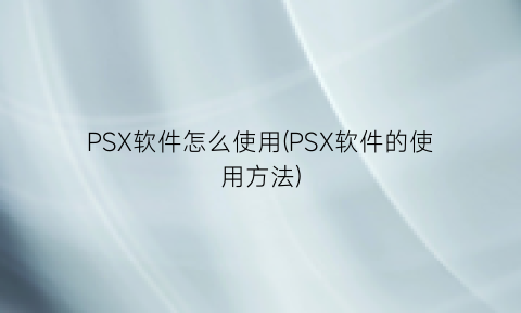 PSX软件怎么使用(PSX软件的使用方法)