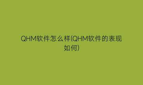 QHM软件怎么样(QHM软件的表现如何)