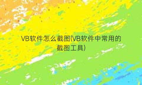 “VB软件怎么截图(VB软件中常用的截图工具)