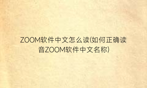 ZOOM软件中文怎么读(如何正确读音ZOOM软件中文名称)