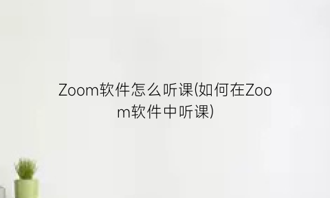 “Zoom软件怎么听课(如何在Zoom软件中听课)