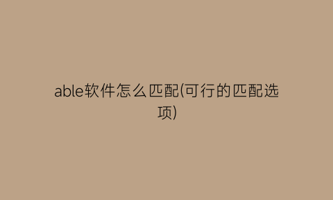 able软件怎么匹配(可行的匹配选项)