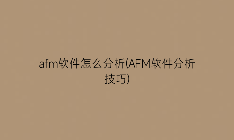 afm软件怎么分析(AFM软件分析技巧)