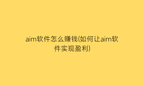 “aim软件怎么赚钱(如何让aim软件实现盈利)