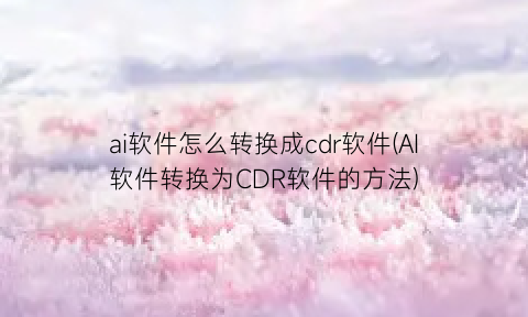 “ai软件怎么转换成cdr软件(AI软件转换为CDR软件的方法)