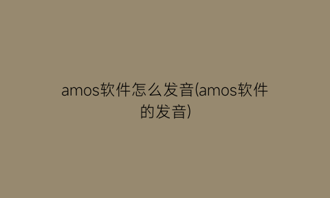 amos软件怎么发音(amos软件的发音)