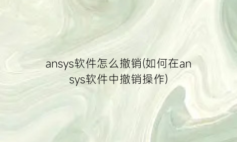 ansys软件怎么撤销(如何在ansys软件中撤销操作)