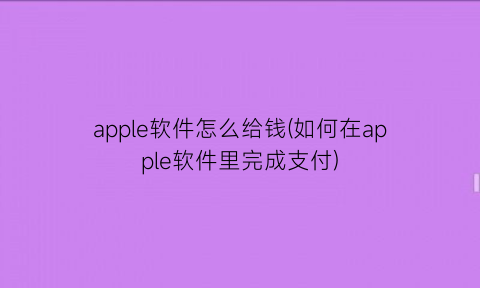 apple软件怎么给钱(如何在apple软件里完成支付)