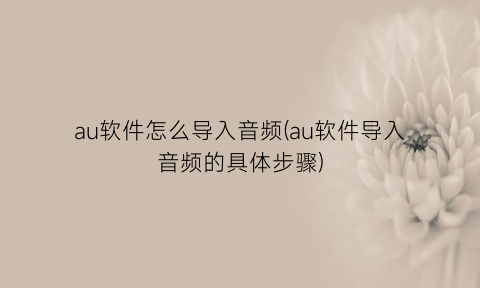 “au软件怎么导入音频(au软件导入音频的具体步骤)