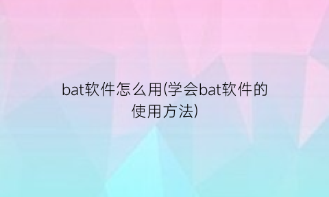 bat软件怎么用(学会bat软件的使用方法)