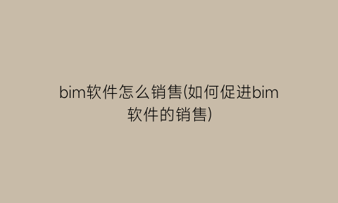 bim软件怎么销售(如何促进bim软件的销售)